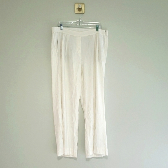 J. Jill Pants - J. Jill Love Linen Wide Leg Pants XL Cream Ivory Pockets Lagenlook Coastal Beach